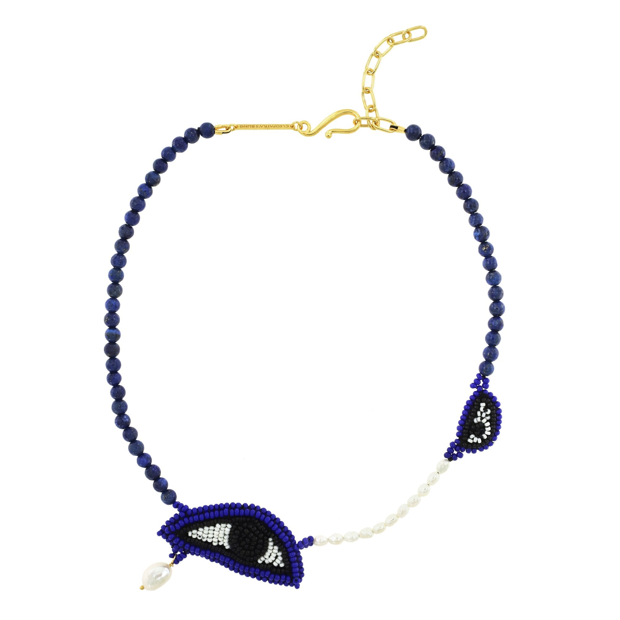 Nazar Choker with Pearl and Lapis Lazuli - 18K Gold Plated