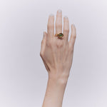 Jushi Ring with Jade - 18K Gold Plated