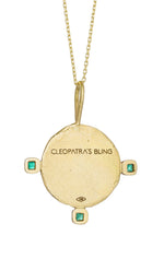 Byzantine Mandorle Medallion with Three Emeralds - Solid Gold
